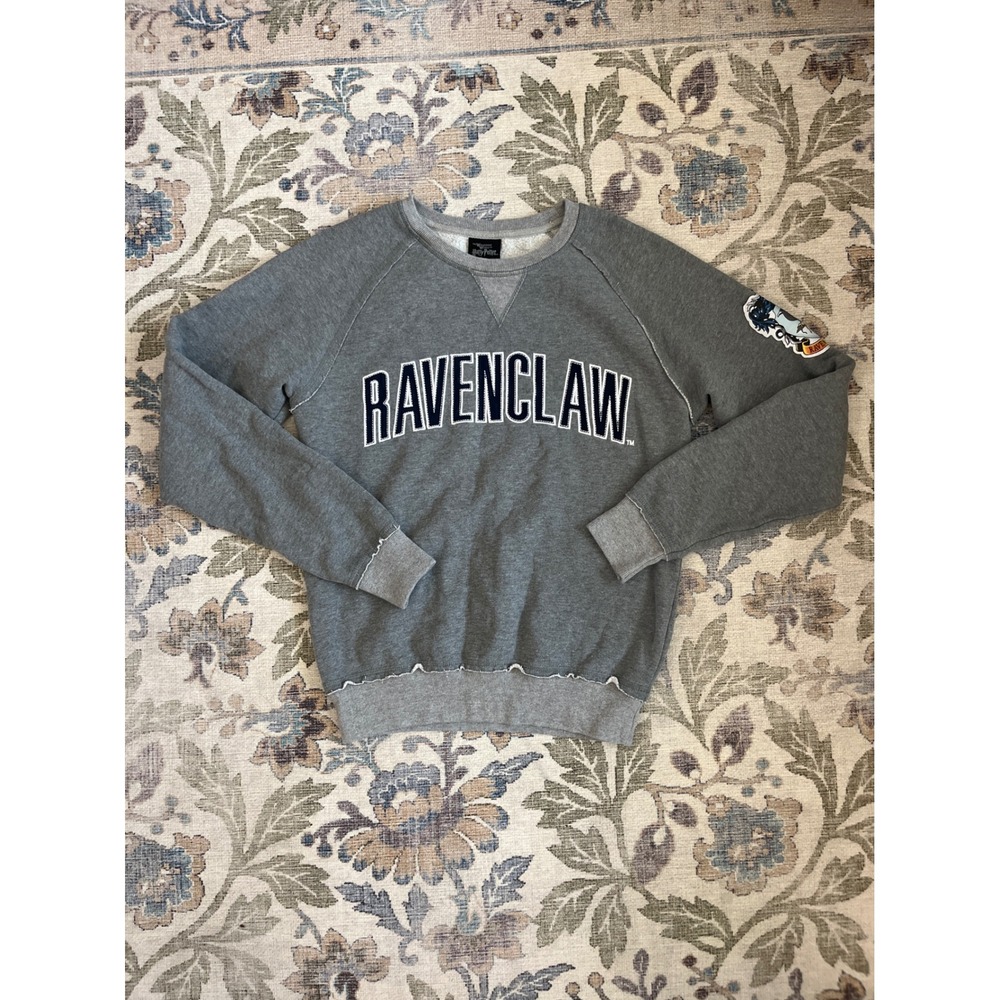 Harry Potter Ravenclaw Sweatshirt Unisex Small Gray Excellent Raglan Patch